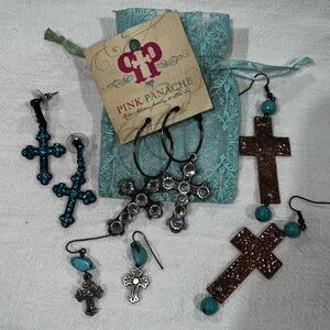 Cross/Pink Panache Earrings